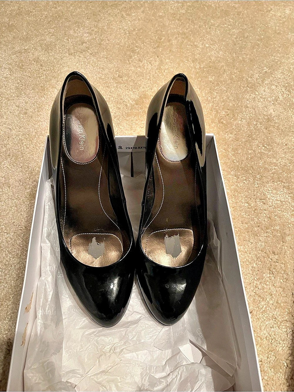 Calvin Klein Olive Patent Pumps Black US 9